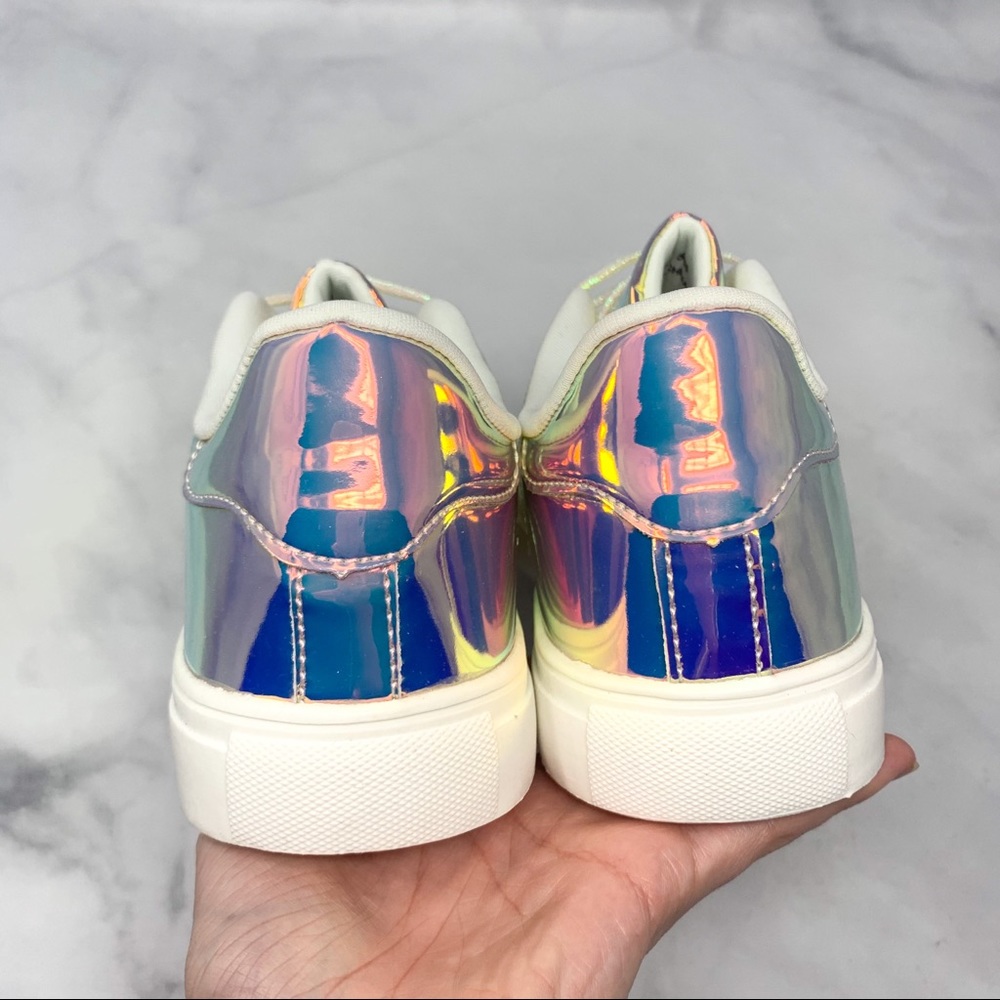 NEW Nasty Gal Holographic Patent Platform Sneakers - Picture 8 of 12